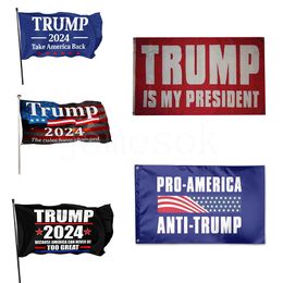 5 Style 2024 Trump Flag 90*150cm US Presidential Election Flags Polyester Material Banners DB943