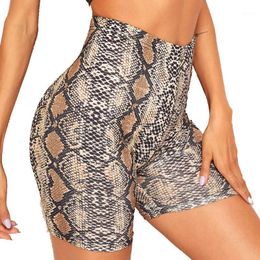 Women Sexy High Waist Yoga Shorts Push Up BuShort Gym Workout Serpentine Printed Sport Fitness Leggings Tummy Control Legging Outfit