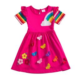 Jumping Metres Princess Girls Dresses With Butterflies Applique Fashion Party Children's Summer Clothes Frocks Dress 210529