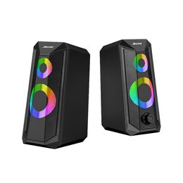 Anteckningsbokhögtalare Stereo Sound Surround Loud Speaker med RGB Light Desktop Laptop PC Computer Speakers 3.5mm Jack USB Powered 1FUBD