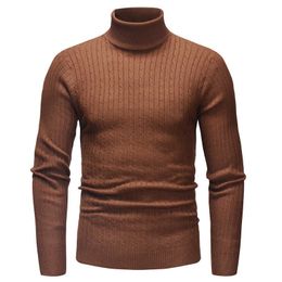 New arrival men turtleneck sweater Solid color slim autumn winter pullover jumpers clothing Y0907