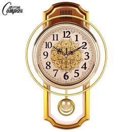 Large Vintage Wall Clock Luxury Pendulum Simple Stylish Living Room Clocks Nordic Creative Wall Watches Horloge Home Decor C60ZB 211110