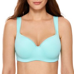 Women's Smooth Full Figure Side Support Contour Lightly Padded Underwire Balconette T-Shirt Bra Plus Size 34-44 B C D DD E 210623