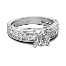 RedWood Famous Brand 1ct Ring For Women Solid 925 Sterling Silver 18K White Gold Plated Diamond Rings Wedding Jewellery 211217