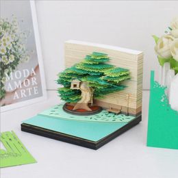 Gift Wrap Omoshiroi Block 3D Memo Pads Novelty Sakura Tree House Year Christmas Three-dimensional Note Paper Sculpture Castle