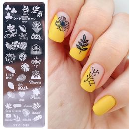 nail art templates Canada - 4x12cm Nail Art Templates Plate Tools Butterfly Easter Leaf Rose Flower shaped DIY Nails Stamping Plates