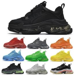 Triple s Men Women Designer Running Shoes Sneakers Fashion Neon White Clear Sole Black Air Cushion 2024 Man Woman Athletic Triple-S Walking Trainer