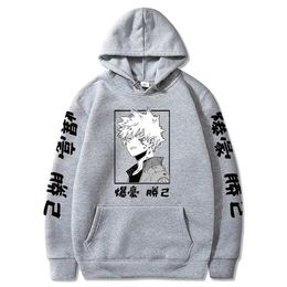 2021 Japan Anime My Hero Academia Hoodie Women Men Harajuku Sweatshirt Pullover Hooded Jacket Sportswear Simple Classic black H0910