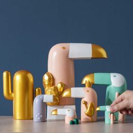 Nordic INS Cartoon Toucan Ornaments Home Resin Crafts Tv Cabinet Desktop Figurines Animal Miniatures Decoration Accessories 210607
