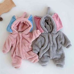 born Infant Baby Boys Girls Elephant Rompers Clothing Autumn Winter Kids Boy Girl Long Sleeve Thicken Clothes 210521