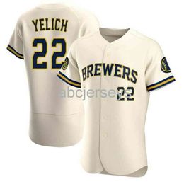 Stitched Custom Christian Yelich #22 Cream Ver1 Baseball Jersey XS-6XL