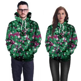 New Autumn and winter Hoodie Mens Hoodies High Quality Print Men Women Animation Colorful Four leaf clover Sweatshirt Long Sleeve B101-164