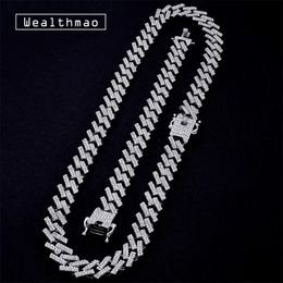 15mm Cuban Chain Fashion Iced Out Prong Gold Silver Colour Link Chains Necklaces Crystal Rhinestones Hip Hop Mens Necklace X0509