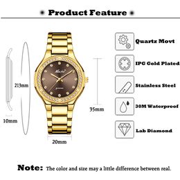 Elegant Woman Watch Female Wristwatch Japan Movt 30M Waterproof Gold Expensive Analogue Geneva Quartz