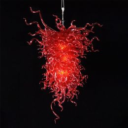 Art Deco Red Coloured Lamp Led Lights Lighting 100% Mouth Blown Glass Chandeliers Pendant Lamps 60*120cm Light Fixtures for House Villa Home Decoration Accessories