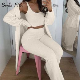 Fluffy Two Piece Set Lounge Sexy 2 Piece Set Women Sweater knit Set Tank Top And Pants Casual Homewear Outfits Home Suit G1873 Y0625