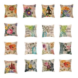 Flower scenery Pillow Case bedroom Decorations flowers pattern linen pillows Cover For Home Textiles T10I83