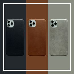 luxury Retro Vintage style pu leather Solid color Phone Cases for iPhone 12 Mini 11 Pro X XR XS Max 7 8 Plus Simpl Design Shockproof ultrathin Soft edge high quality Case