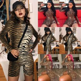 Rompers Women's Jumpsuits & Rompers Women Leopard Print Sexy Long Sleeve Turtle Neck Body Suit Leotard Playsuit Casual Club Party Jumpsuit