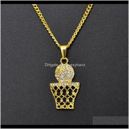 & Pendants Drop Delivery 2021 Sports Basketball Men Pendant Necklace Fashion Hip Hop Jewellery Personality Design Full Rhinestone 60Cm Long Cha