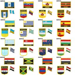 Yemen Armenia Jamaica Syria Hungary National Flag Embroidered Iron on Patches for Clothing Metal badges DIY Saw on Patches