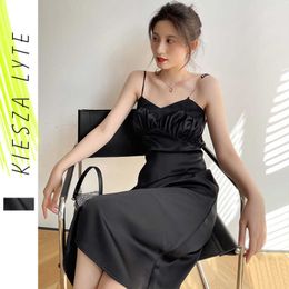 Sexy Summer Dress for Women Black Satin Chain Elegant Evening Party Club Female Bodycon Dresses robe femme 210608