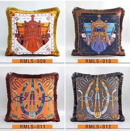 Luxury pillow case designer classic Signage tassel Carriage saddle 20 patterns printting pillowcase cushion cover 45*45cm for home decorative Christmas gift 2022