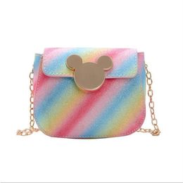 Fashion Baby Girls Cartoon Rainbow Purses Kids Heart Miky Mouse Bags Children Mini One-Shoulder Bag Two Styles