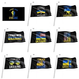 Ukraine Flag with Brass Grommets,We I Stand with Ukraine Peace Ukrainian Blue Yellow Indoor Outdoor Flags & Banners Sign (3X5 Ft ) CCE13289