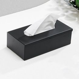 Tissue Boxes & Napkins Stanless Steel Box Holder Black Toilet Storage Office Car Cover Paper Boite A Mouchoirs Napkin DL60ZH