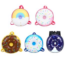 Children Cute Donut Rainbow Backpack Kids Kindergarten School Book Bag Cartoon Casual Students Bagpack 211025