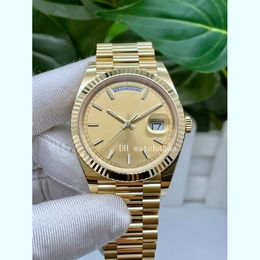 2022 High Quality Watch Asia 2813 Caliber 228238 40mm Yellow Gold Champagne Index Bar Dial Sapphire Glass Automatic Mens