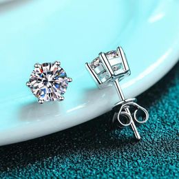 Stud Real 0.3ct 0.5ct 1ct Moissanite Earrings GRA Sterling Silver S925 Earings For Women Passed Test Wedding Party Fine Jewellery