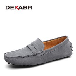 DEKABR Brand Fashion Summer Style Soft Men Loafers High Quality Genuine Leather Shoes Flats Gommino Driving 220303