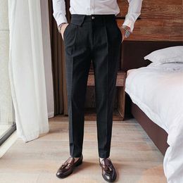 High Quality Business Suit Pants for Men Fashion Casual Slim Fit Office Dress Pants Social Wedding Trousers Solid Streetwear 210527