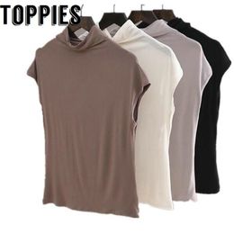 Women Summer Turtleneck Batwing Sleeves Tops Loose Causal Solid Colour t-shirts 210421