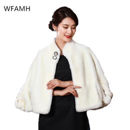 Женский меховой FUX высокое качество зимнее оформление короткое пальто норки женское 2021 мыс летучая мышь рукав платок целый плюс размер женщин ценностей