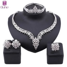 Dubai Gold Color Jewelry Sets for Women Crystal Necklace African Beads Set Nigerian Bridal Wedding Costume Jewellry