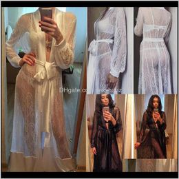 Blouses & Shirts Womens Clothing Apparel Drop Delivery 2021 Women Floral Lace Cardigan Kaftan Shawl Coat Beach Wear Swimwear Long Cover Up Bl