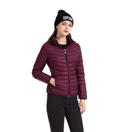 SANTELON Winter Women Warm Padded Jacket Coat Slim Short Parka Outdoor Clothes Ultralight Sport Outwear Portable Store In A Bag 211008