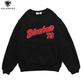 Aolamegs High Street Sweatshirt Men Letter Furry Patch Streetwear Oversize College Style Hoodie Pullover Autumn men clothing 210813