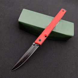 Top quality EDC Pocket Folding Knife D2 Black Stone Wash Drop Point Blade Red G10 Handle Folder Knives With Retail Box