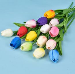 19 Colours PU Artificial Flower Tulip bouquet 32 cm/12.6 inch Mini Real touch flowers SN2653