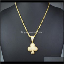 Necklaces & Pendants Jewelry Drop Delivery 2021 Style Square Plum Blossom Love Peach Heart Pendant Playing Cards Necklace Mens European And A