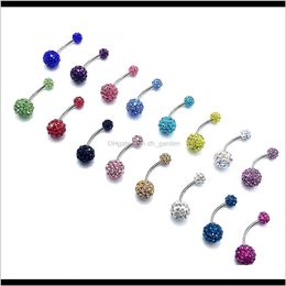 diamond belly piercing Australia - & Bell Rings Drop Delivery 2021 Sale 316L Stainless Steel Double Crystal Ball Diamond Belly Button Navel Ring Body Jewelry Piercing Dzkv9