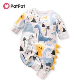 Arrival Autumn Animal Baby Dinosaur Print Long Sleeves 0-1 years Jumpsuit One Pieces Boy Clothes 210528