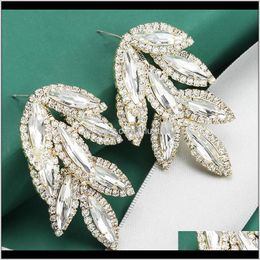 Charm Jewelry Drop Delivery 2021 Creative Multi-Layer Leaf Alloy Diamond Rhinestone S925 Sier Needle Female Earrings Cold Wind Yfg0O
