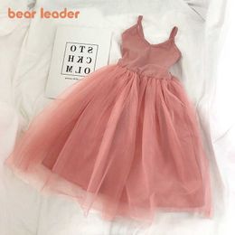 Bear Leader Summer Baby Girls Princess Dress Voile Patchwork Dress Korean Style Girl Suspender Cute Costumes Party Outfits 3-7Y 210708