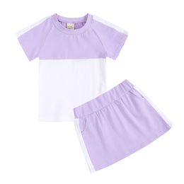 2pcs Summer Kids Girl Clothes Set 5-14T Short Sleeve T-shirt Top Skirts Outfits Teenage Girls Clothing Sets