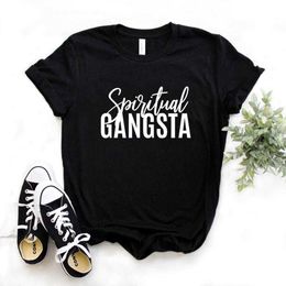 Spiritual Gangsta Print Women Tshirts Cotton Casual Funny t Shirt For Lady Top Tee Hipster 6 Color NA-733 X0628